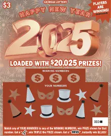 HAPPY NEW YEAR 2025 Georgia scratcher ticket