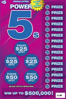 POWER 5s Georgia scratcher ticket