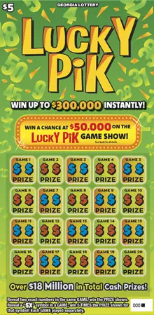 LUCKY PiK Georgia scratcher ticket