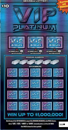 VIP PLATINUM Georgia scratcher ticket