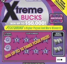 Xtreme BUCKS Georgia scratcher ticket