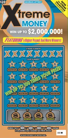 Xtreme MONEY Georgia scratcher ticket