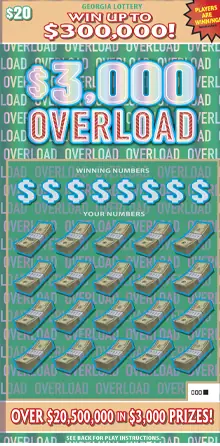 $3,000 OVERLOAD Georgia scratcher ticket