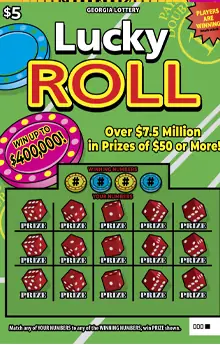 Lucky ROLL Georgia scratcher ticket