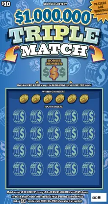$1,000,000 TRIPLE MATCH Georgia scratcher ticket