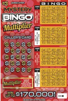 MYSTERY BINGO Multiplier Georgia scratcher ticket