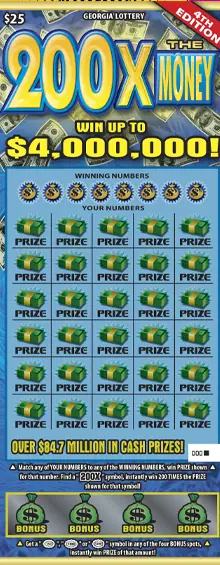 200X THE MONEY Georgia scratcher ticket