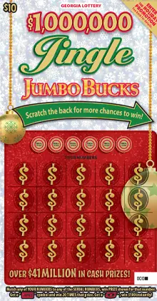 $1,000,000 Jingle JUMBO BUCKS Georgia scratcher ticket