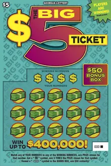 THE BIG $5 TICKET Georgia scratcher ticket