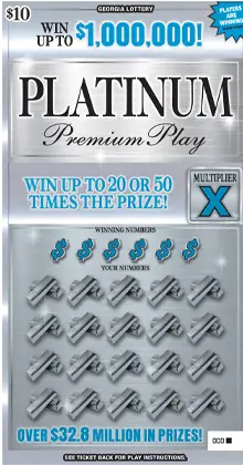 PLATINUM Premium Play Georgia scratcher ticket