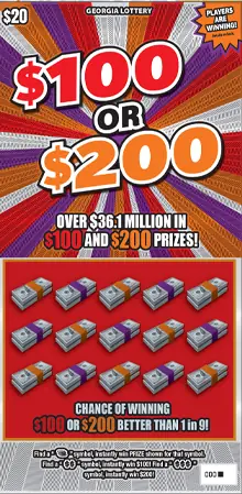$100 OR $200 Georgia scratcher ticket