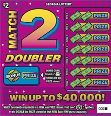 MATCH 2 DOUBLER Georgia scratcher ticket