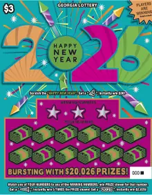 HAPPY NEW YEAR 2026 Georgia scratcher ticket