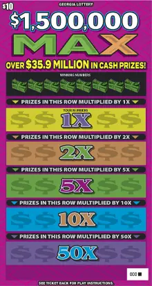 $1,500,000 MAX Georgia scratcher ticket
