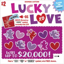 LUCKY LOVE Georgia scratcher ticket