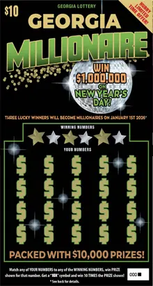 GEORGIA MILLIONAIRE Georgia scratcher ticket
