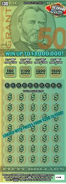 GRANT Georgia scratcher ticket