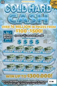 COLD HARD CASH Georgia scratcher ticket