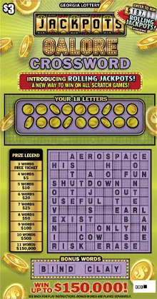 JACKPOTS GALORE CROSSWORD Georgia scratcher ticket