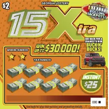 15Xtra Georgia scratcher ticket