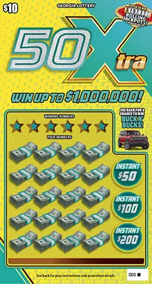 50Xtra Georgia scratcher ticket