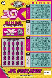 30X BINGO MULTIPLIER Georgia scratcher ticket