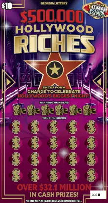 $500,000 HOLLYWOOD RICHES Georgia scratcher ticket