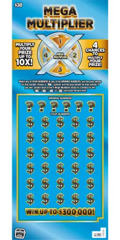 Mega Multiplier Idaho scratch game ticket