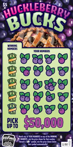Huckleberry Bucks Idaho scratch game ticket