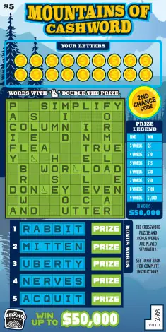 Mountains of Cashword Idaho scratch game ticket