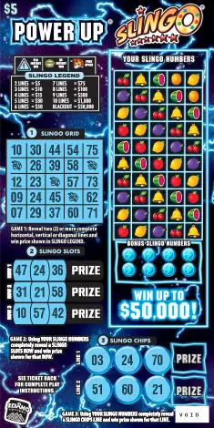 Power Up Slingo Idaho scratch game ticket