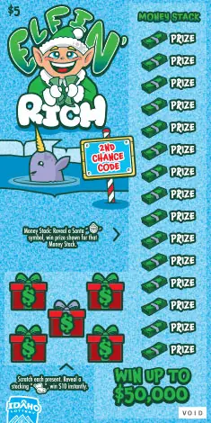 Elfin' Rich Idaho scratch game ticket