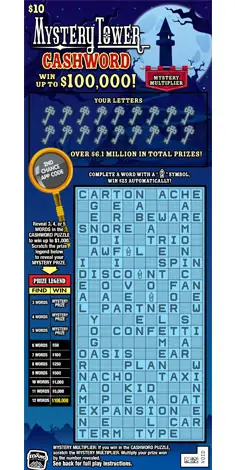 Mystery Tower Cashword Idaho scratch game ticket