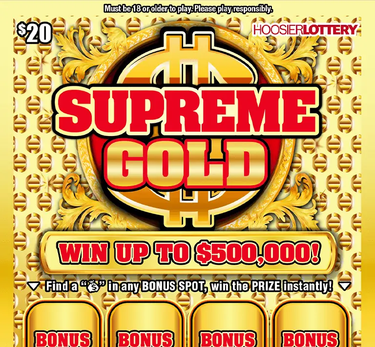 SUPREME GOLD Indiana scratch-off ticket