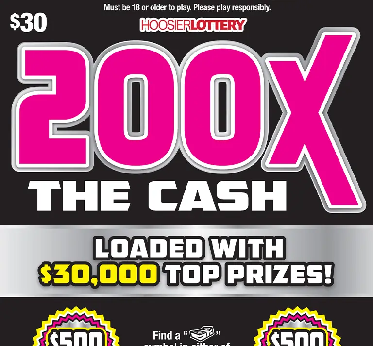 200X THE CASH Indiana scratch-off ticket