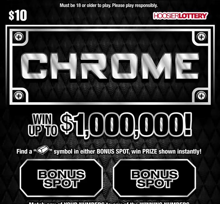 CHROME Indiana scratch-off ticket