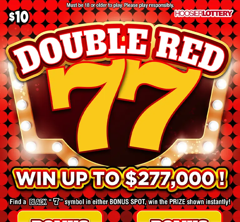 DOUBLE RED 77 Indiana scratch-off ticket