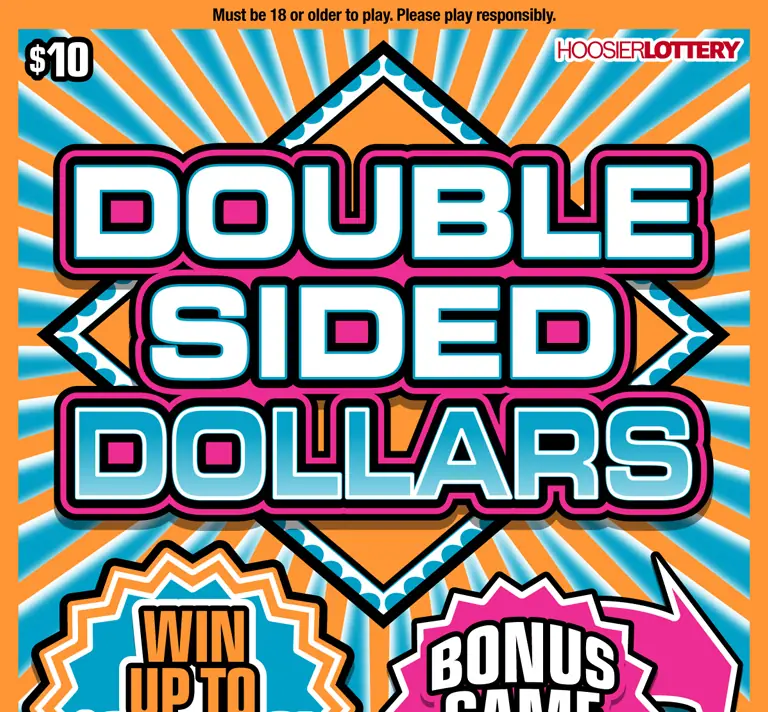 DOUBLE SIDED DOLLARS Indiana scratch-off ticket