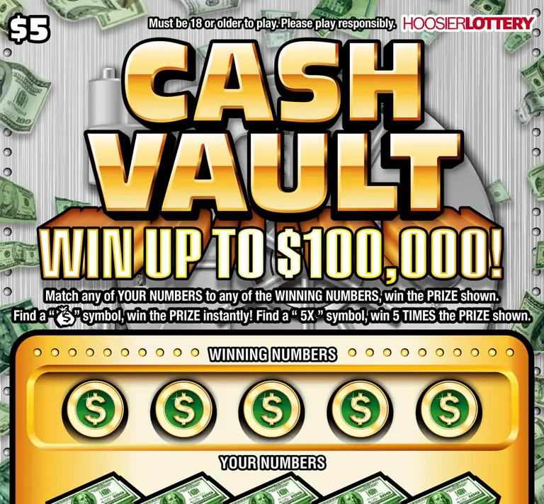CASH VAULT Indiana scratch-off ticket