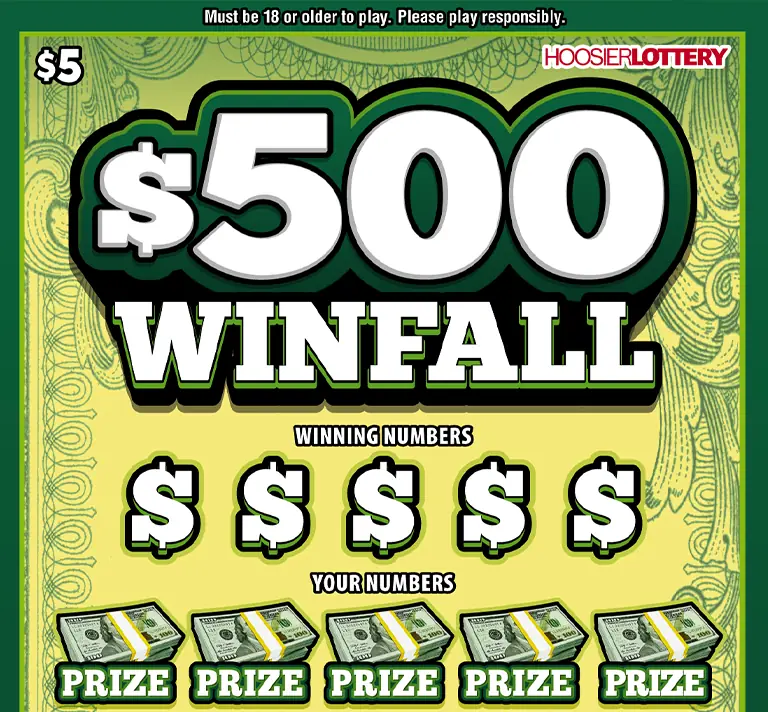 $500 WINFALL Indiana scratch-off ticket