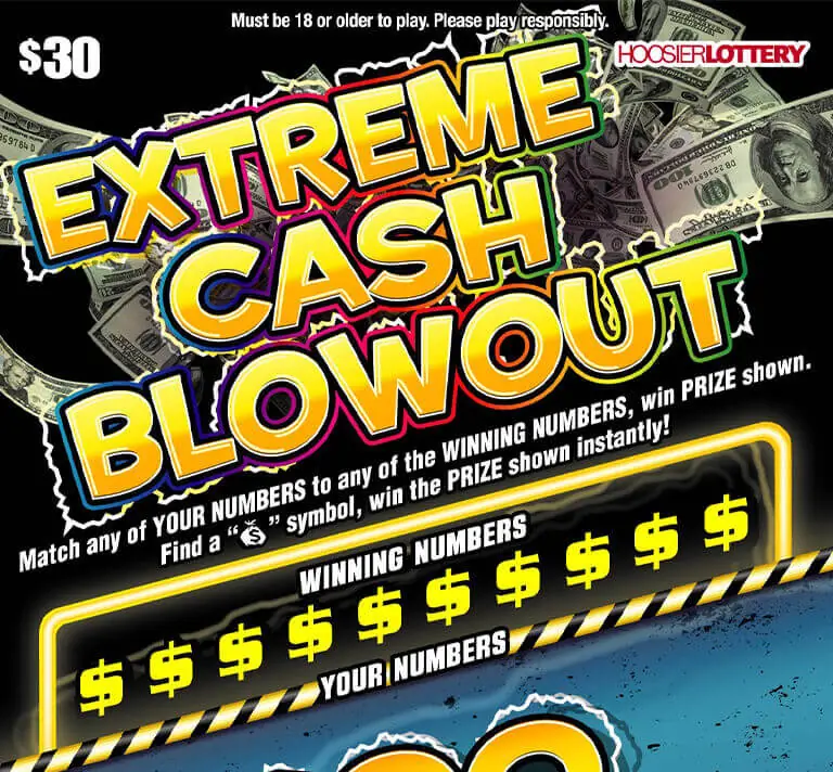 EXTREME CASH BLOWOUT Indiana scratch-off ticket