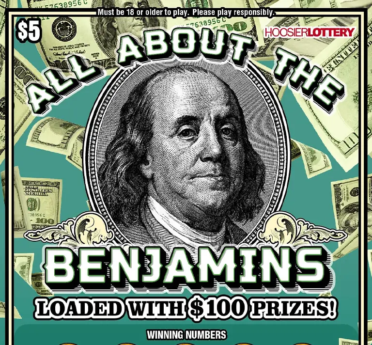 ALL ABOUT THE BENJAMINS Indiana scratch-off ticket