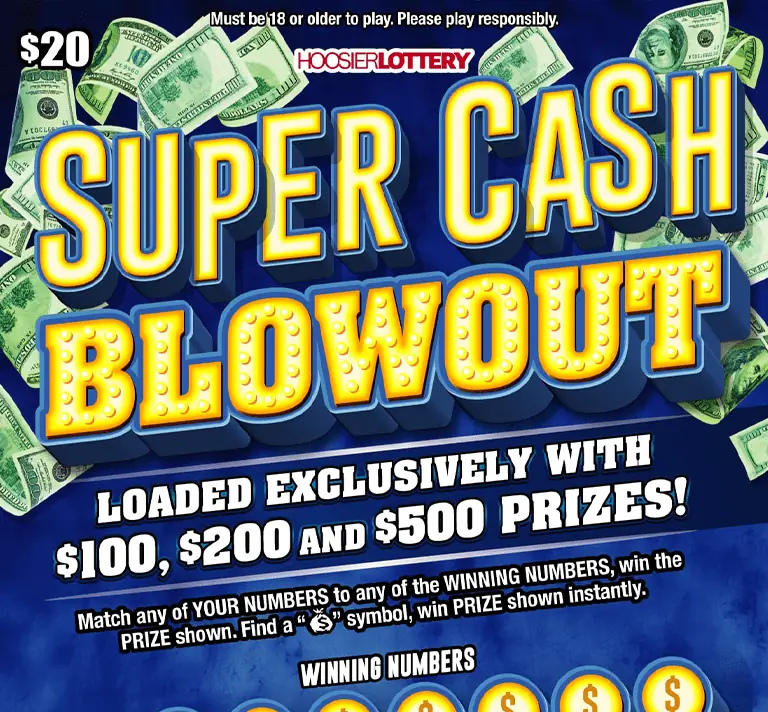 SUPER CASH BLOWOUT Indiana scratch-off ticket