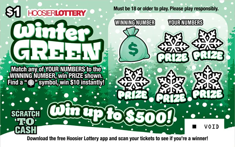 WINTER GREEN Indiana scratch-off ticket