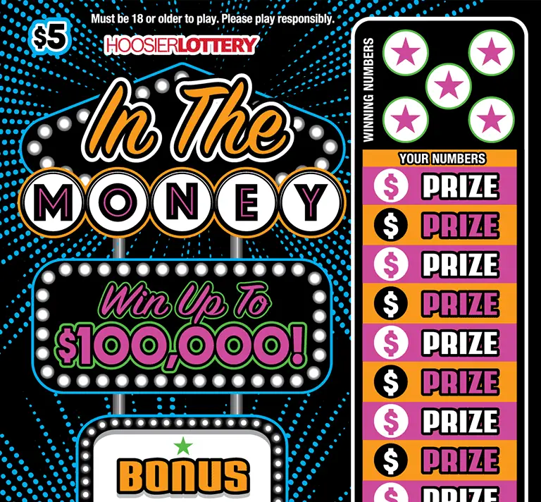IN THE MONEY Indiana scratch-off ticket