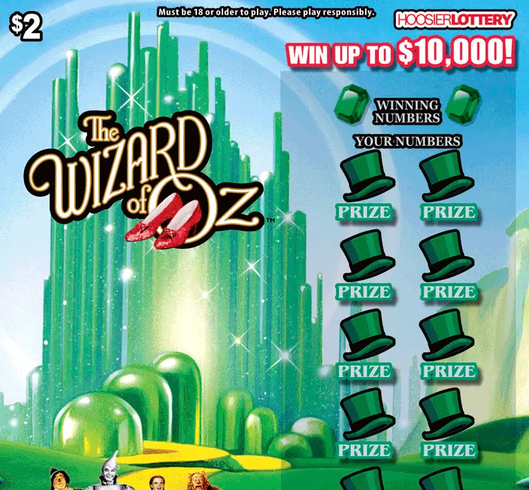 THE WIZARD OF OZ™ Indiana scratch-off ticket