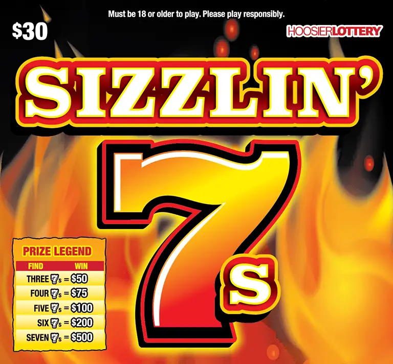 SIZZLIN' 7s Indiana scratch-off ticket