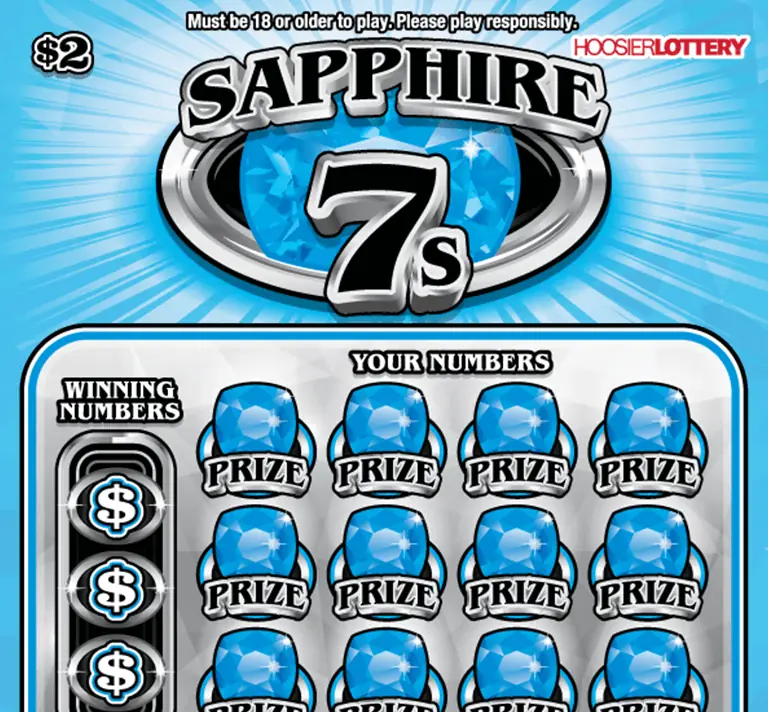SAPPHIRE 7s Indiana scratch-off ticket