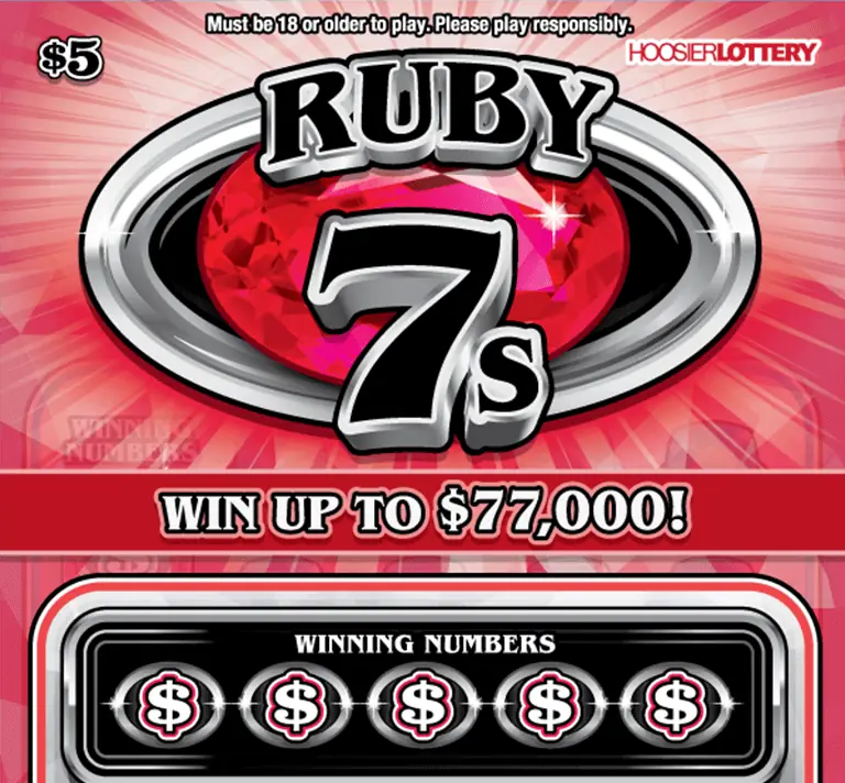 RUBY 7s Indiana scratch-off ticket