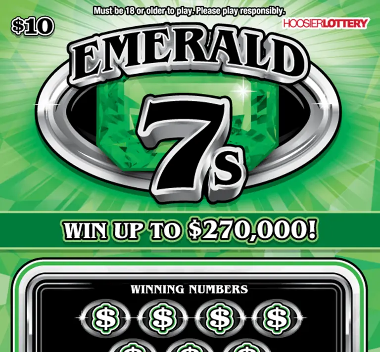 EMERALD 7s Indiana scratch-off ticket
